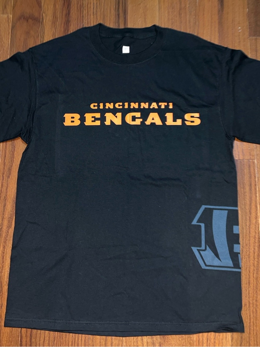 NFL Black Tee with Orange "BENGALS" Chest Print